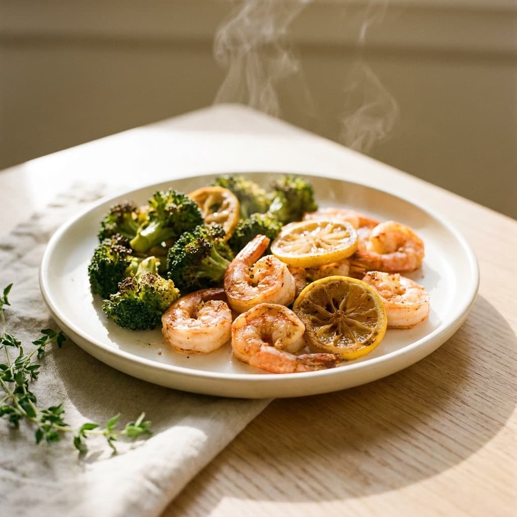 Sheet-pan lemon shrimp and broccoli