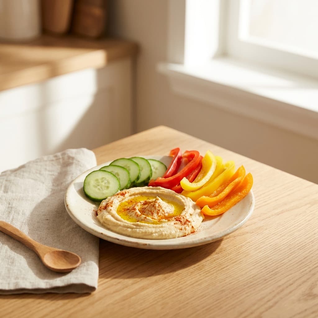 Hummus + cucumber and peppers